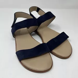 Johnston & Murphy Suede Sandals Navy Blue Leather Flat Ankle Strap Women 8.5M - Picture 1 of 16