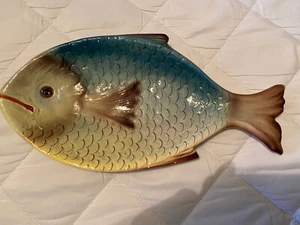VINTAGE KERAMIK BEMALT FISCH SERVIERGESCHIRR SAMMLERSTÜCK PLATTE TABLETT DEKOR HERGESTELLT IN ITALIEN - Bild 1 von 20