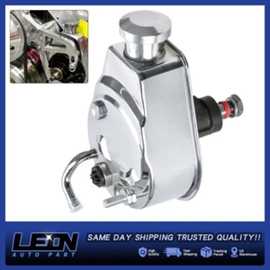 Silver Saginaw Power Steering Pump Chrome Keyway Style Chevy Ford GM Chrysler PS - Foto 1 di 13