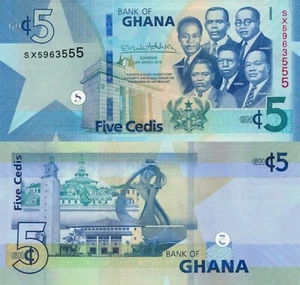 Ghana 5 Cedis (04.3.2019) - Big Six/Monuments/p-46a, B156a UNC - Picture 1 of 3