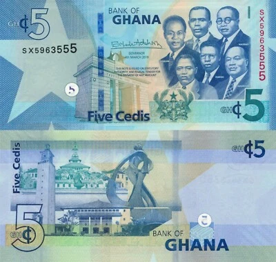 Ghana 5 Cedis (04.3.2019) - Big Six/Monuments/p-46a, B156a UNC - Image 1 of 3