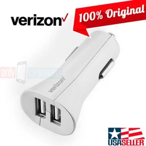 OEM Verizon Logo Dual-USB White Car Charger Adapter for iPhone Galaxy Tablet - Picture 1 of 4