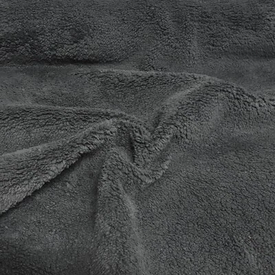 Teddy Fell Kunstfell Webpelz weich Plüsch Stoff Schaumstoff-Rücken Dunkelgrau - Bild 1 von 4