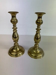 BEAUTIFUL PAIR OF 11" h BRASS CANDLESTICKS - Picture 1 of 3