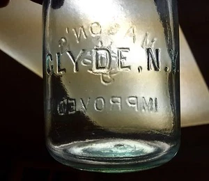 Scarce Antique Fruit Jar Emb." Mason's CJF Improved" CLYDE NY On Back Pint Size - Picture 1 of 8