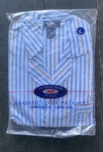 Juego de 2 piezas de pijamas de colección HEMINGWAY POINT mangas largas pantalones largos a rayas nuevo L - Imagen 1 de 8