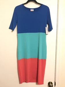 Abito LULAROE Julia piccolo SOLIDO colorblock blu come nuovo rosa turchese nuovo con etichette SEXY - Foto 1 di 7