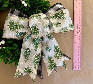 Winter Wonderland Sparkly Bow 9” - Small Christmas Wreath Bow *Ready to ship* - Picture 1 of 1