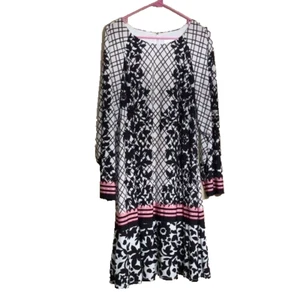 ELIZA J WOMENS GORGEOUS DRESS BROWN BLACK WHITE W FLORALS FLAPPER 18W - Picture 1 of 5
