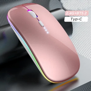 Wireless Bluetooth mouse Rainbow Backlight ultrathin mute Rechargeable Portable - Picture 1 of 13