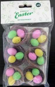 Huevos artificiales de Pascua hágalo usted mismo en nido - 6 números coloridos - Entrega rápida y gratuita - Imagen 1 de 3