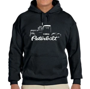 Peterbilt 389 Truck Classic Outline Design Hoodie Sweatshirt NEW - Picture 1 of 12