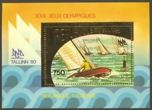 Togo, 1981, Olympic Summer Games Moscow, Sailing, Gold, MNH, Michel Block 158A - Picture 1 of 1