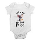 Just a Boy Baby Grow Vest Who Loves Mice Mouse Rodent Rat Bodysuit Boy Girl Gift