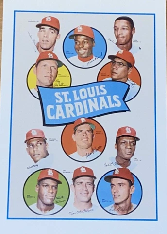 1969 St. Louis Cardinals Team Poster - Lou Brock - Bob Gibson - Cepeda - TOPPS Cover