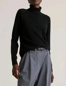 Quince Women's Mongolian Cashmere Turtleneck Sweater Black Large L  - Picture 1 of 5