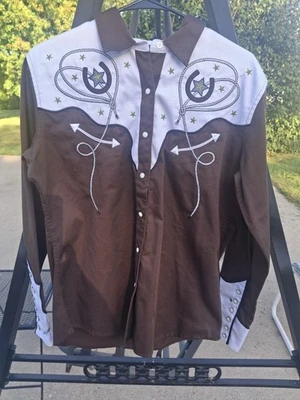 Panhandle Slim Embroidery Western Shirt  Boys Size L 65% Polyester 35% Cotton  - Image 1 of 3