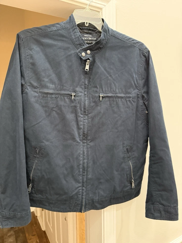 Chaqueta de Corredor Lucky Brand Bonneville Azul Marino Motociclista Grande L Algodón Acolchado Foto 1 de 4