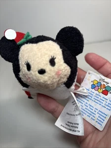 Disney Tsum Tsum Minnie Mouse Mini Natale Peluche 3,5"L Cappello Babbo Natale NUOVO - Foto 1 di 12