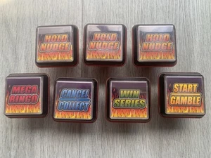 Fruit Machine Barcrest Set of 7 Buttons from a Red Hot Roll Machine - Picture 1 of 3