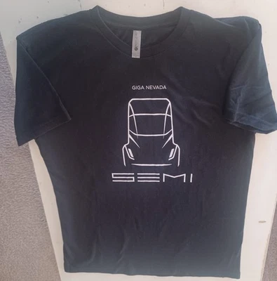 CAMISETA Negra TESLA Motors Logo SEMI TRUCK Eléctrica LG Elon Musk Empleado Nevada Foto 1 de 4