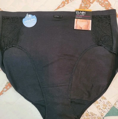 BALI 'LACE  DESIRE' Cooling Cotton Hi-Cut DFCD62 BLACK Size L/7 $13.00 - Image 1 of 4