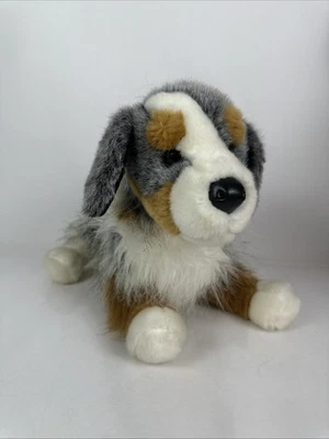 Douglas Australian Shepherd Plush Dog Puppy Realistic 12" Shaggy Fur - Image 1 of 4