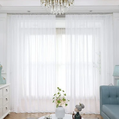 1/2 Panel Sheer Voile Window Curtain Drapes Bedroom Living Room Decor Rod Pocket - Image 1 of 4