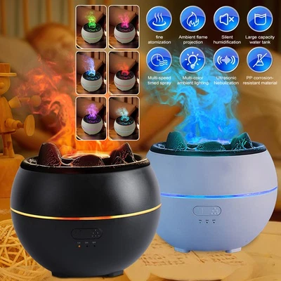 3D Fire Flame Aroma Diffuser Essential Oil Air Humidifier LED Aromatherapy 360ML - Image 1 of 4