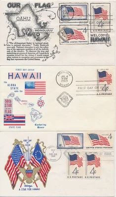 #1153 1960 4c Flag AL Boeger cachet First Day covers lot of 4 varieties - Image 1 of 2