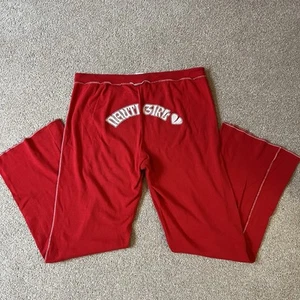 Vintage Y2K LAT Baggy Wide Leg Red Sweatpants “Nauti Girl” Logo Women’s L - Picture 1 of 8
