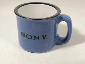 Vintage SONY Blue White Speckled Coffee Tea Cup Mug Ceramic - Picture 1 of 12