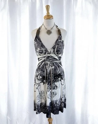 Vestido Halter Y2K Con Cuentas Estrás Festival Gótico Hada Grunge Playa Verano S Foto 1 de 4