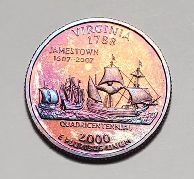 TONED 2000 S VIRGINIA STATE QUARTER CLAD PROOF UNC #C10073 - Image 1 of 2