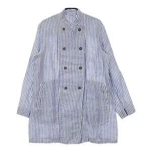 HARROW TOWN STORES Linen coat, double button, striped, Light blue 5-0412M△ - Picture 1 of 4