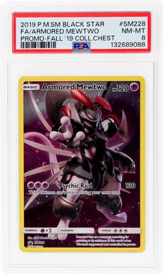2016 Pokemon Sun and Moon Black Star Promo Collector Chest Armored Mewtwo PSA 8 - Image 1 of 2