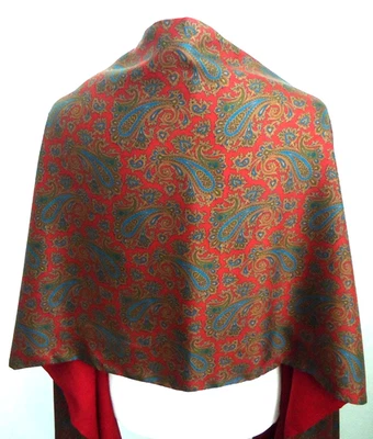 Bufanda de Colección Años 50 WEILL Paris Unisex Doble Larga Pasley Borgoña 100% Lana 18x78"" Foto 1 de 4