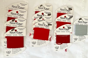 Needlepoint Embroidery Thread Lot of 12 Red 1 Silver Neon Rays Rainbow Gallery - Picture 1 of 4