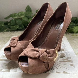 Rare LOUIS VUITTON Brown Leather Flats Shoes Women's Size 39 US 8.5 Stylish - Picture 1 of 20