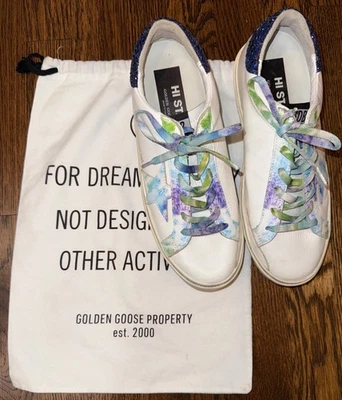 Golden Goose Private Edition Hi Star Sneaker Size 39 Tie Dye Blue Glitter - Image 1 of 4