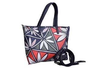 TORY BURCH Tote Bag 2WAY Bag 10005607 Navy Multicolor Gold Hardware PVC Leather - Picture 1 of 9