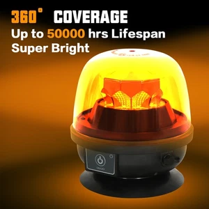 Amber LED Rotating Strobe Light Rooftop Flash Beacon Emergency Warning 12V-24V - Picture 1 of 9