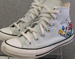 Converse Shoes Womens Size 7.5 Blue All Star Hi Mushrooms Sneaker Chance Of Rain - Picture 1 of 11