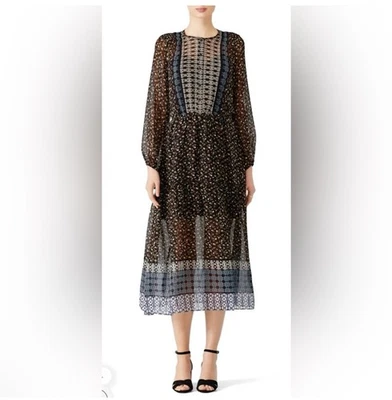 Anthropologie Shoshanna цветочный Мара макси шелк богемное коттеджкор платье размер 0 - Изображение 1 из 4