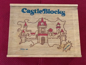 Vintage Castle Blocks Wooden Block Set 107 PIECES w/ Wooden Storage Tray - Picture 1 of 5