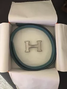 Cintura Originale Hermes Reversibile Belt 38mm. Blu/Black H Silver Taglia 100 - Imagen 1 de 15