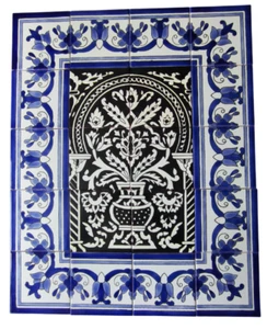 Imagen de azulejo negro azul azulejos pintados a mano 60x75 azulejos de mosaico Art Nouveau - Imagen 1 de 2