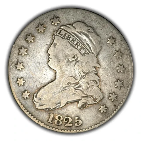 1825 B-3 Capped Bust Quarter - VLDS With a Full Retained Cud! Cover