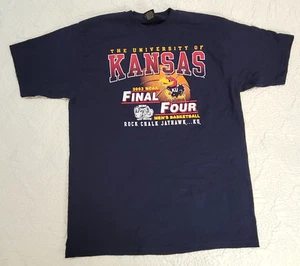 KANSAS JAYHAWKS 2003 Final Four New Orleans Shirt Size LARGE Dark Blue - NEW - Picture 1 of 6