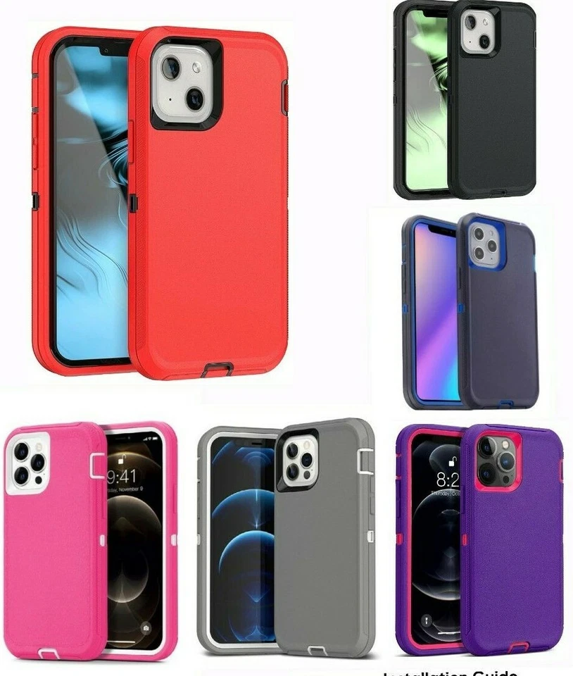 Lot 6-Pack Protective Defender Case for Apple iPhone 12 13 Pro Max XR Wholesale - Image 1 of 4